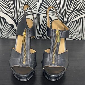 Michael Kors Black Heels with Gold Accents